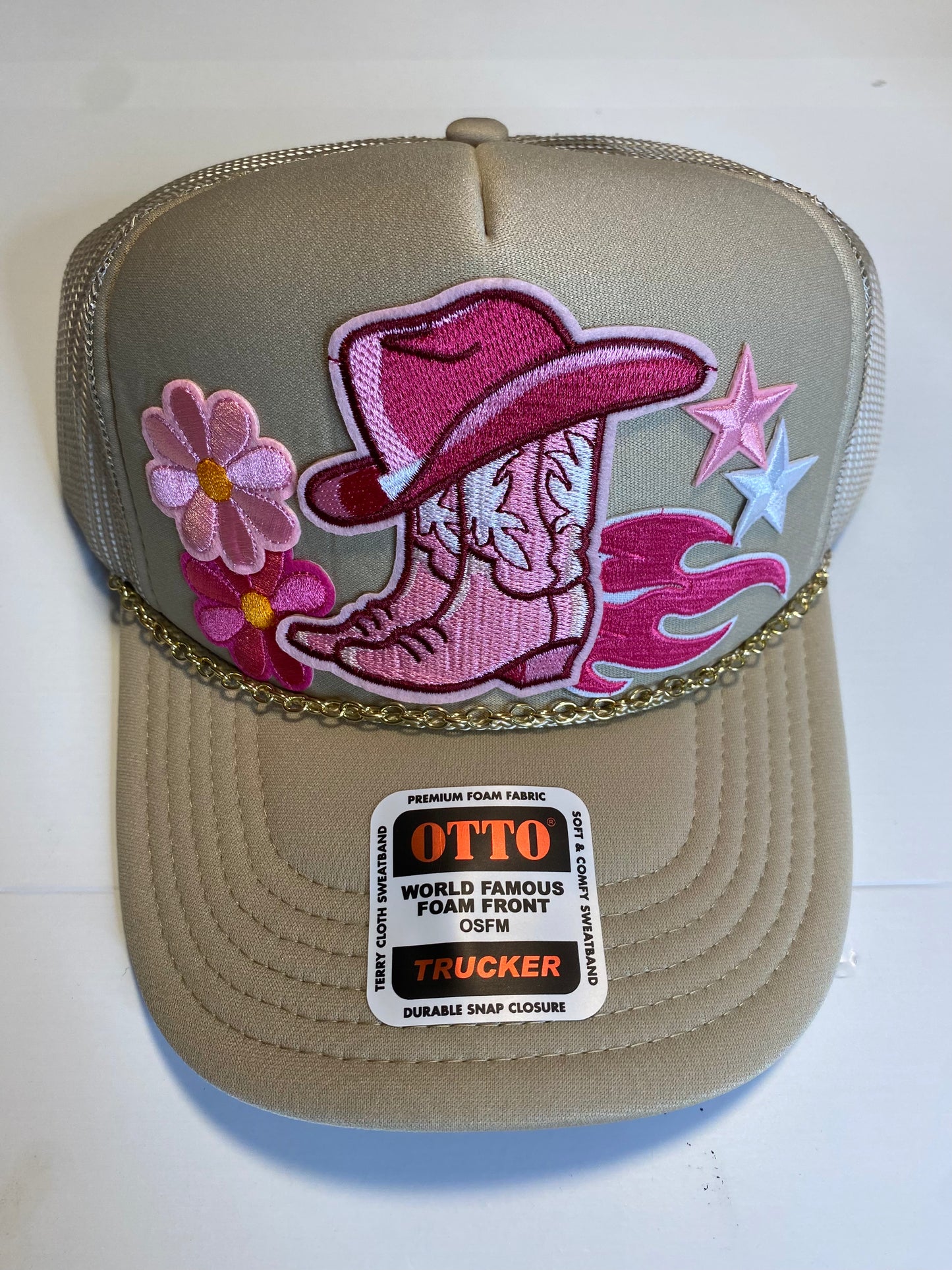 Tan Pink Boots